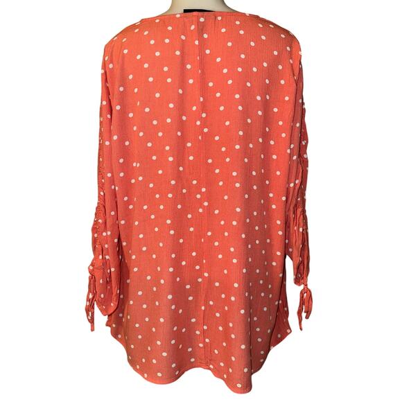 Lane Bryant Women’s Plus Size 16 V-Neck Ruched Sleeve Blouse Top Orange - Picture 2 of 7